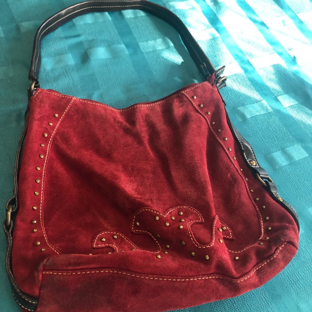 Apt 9 Burgundy Leather Studded Shoulder Bag